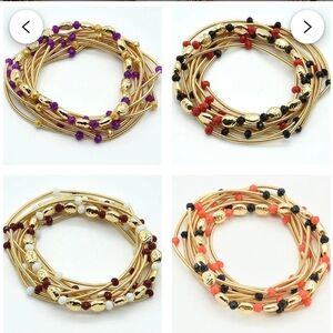 Elegant Gold and Multicolor Beaded Bracelet Set - Game Day Bracelets
